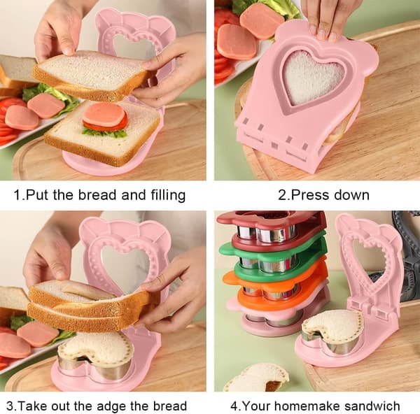 Sandwichkutter og -forsegler Hjerteformet sandwichkutterform (Rosa) San