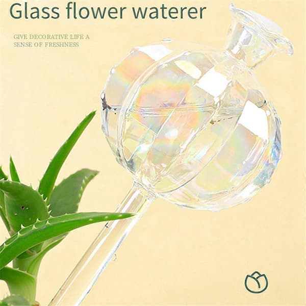 Glass Automatic Watering Globes, Flower Shaped, for Potted Plants - Drip Irrigation