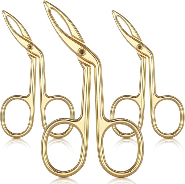 3-pack ögonbrynssax (guld) pincett, saxhandtag formad