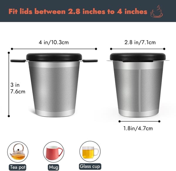 2-pack Tea Infuser for Loose Leaf Tea, Stainless Steel Tea Strainer with Heat-Resistant Handle, Extra Fine Mesh Tea Strainer, Gift for Tea Lovers