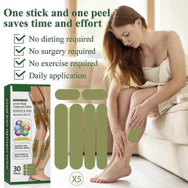 Pakke med 30 urtebenplaster, malurt ben-slankeplaster, ben-slankeplaster, urteben cellulittreduksjon