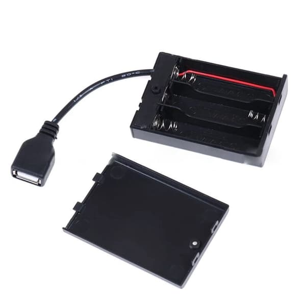 3XAA batteriboks med lokk og bryter koblet til USB-plugg USB-uttak batteriholder