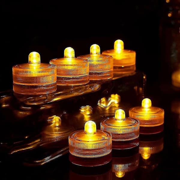 24 stk. vandtætte runde mini LED-fyrfadslys undervandslys