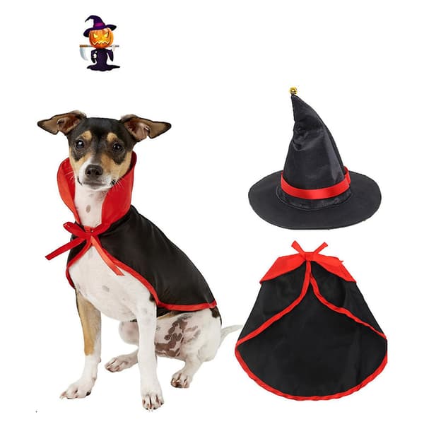 Halloween kæledyrshat hagesmæk kostume kat hund kappe hat feriedekoration