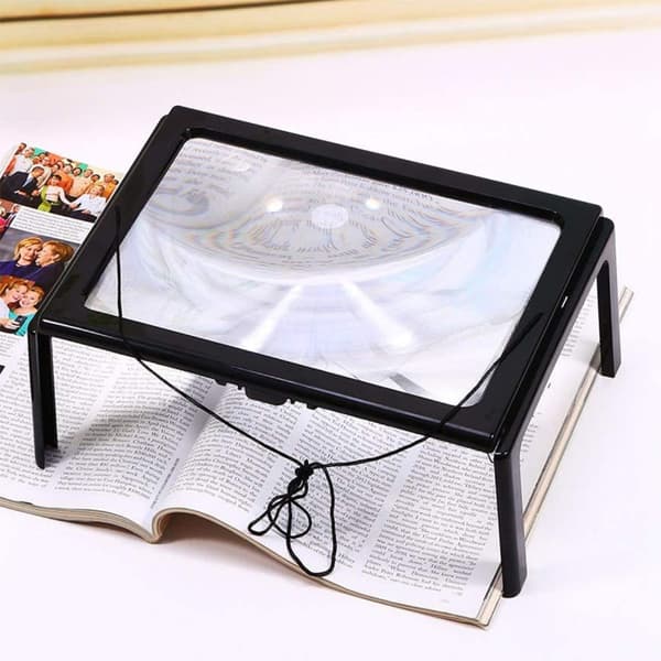 Fuld side læseforstørrelsesglas LED-lys Gaveforstørrelsesglas fuld side stereo foldbart stativforstørrelsesglas