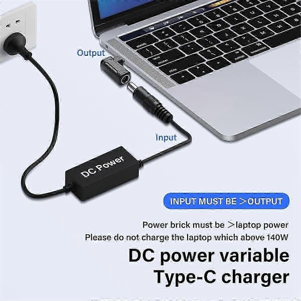 PD 140W DC til Type C Strømopladningsadapter DC Hunindgang til USB C Hanstik til Telefon, Tablet, Laptop (B)
