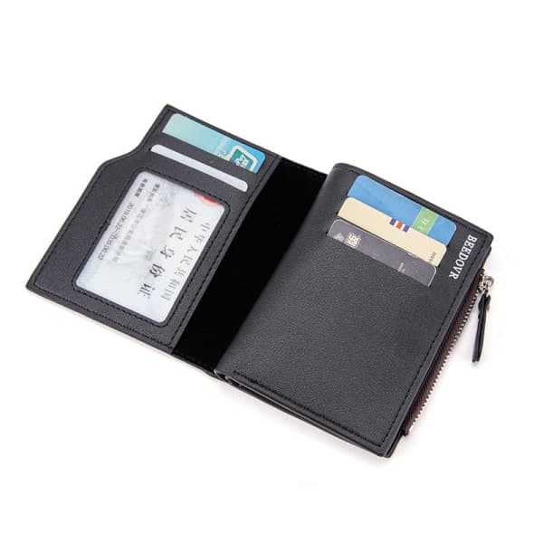 Cardholder with Zipper Multi Card Slots Vertical Mini Snap Coin Purse Black