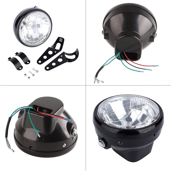 7\" Universal 12V H4 35W Round Motorcycle Yellow LED Headlight With Black Bracket