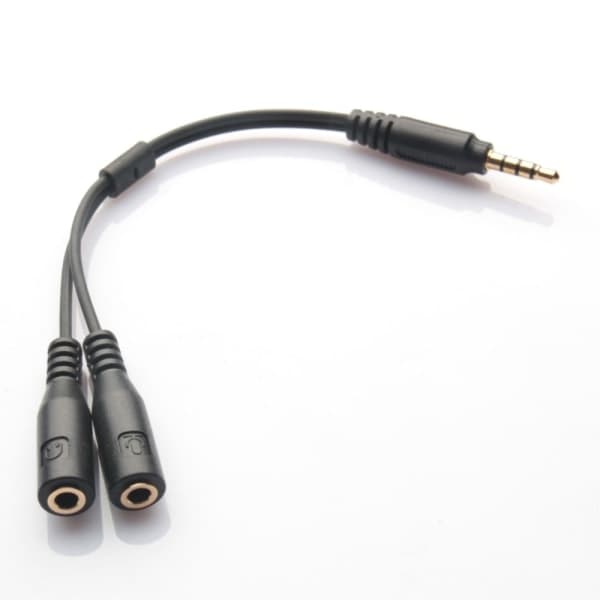 3,5 mm stereo lyd han og mikrofon splitter adapter sort