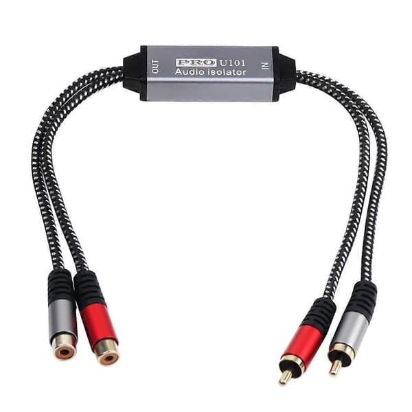 2-vejs RCA Audio Isolator Lydstøjfilter RCA Audio Strømstøjeliminator Isolator Lydsignalstøjreducerer