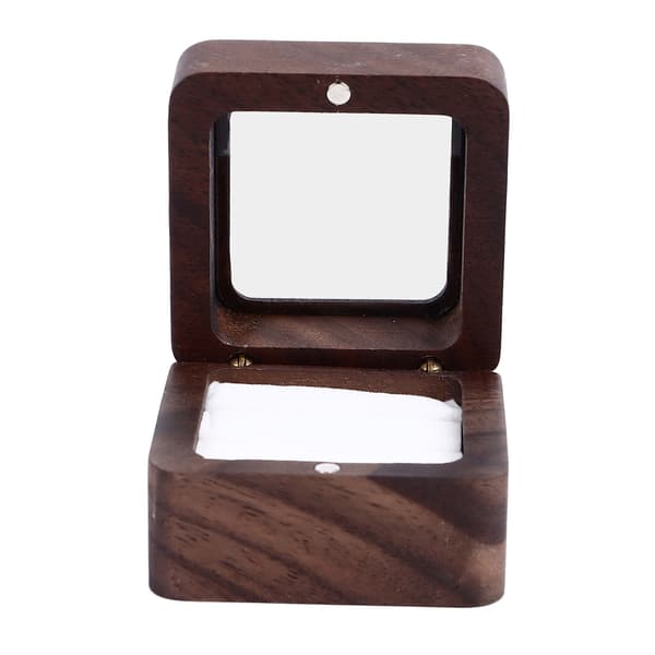 Wooden Double Ring Box with Transparent Lid for Wedding Ceremony, Engagement, and Proposal