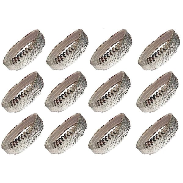 12 stk. Pailletpandebånd elastisk stretch glimmer mode pandebånd sølv