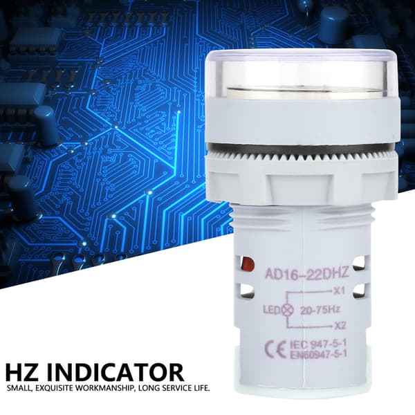 Round LED Digital Display Signal AC Hertz Frequency Indicator Lamp AD16‑22DSH (White)