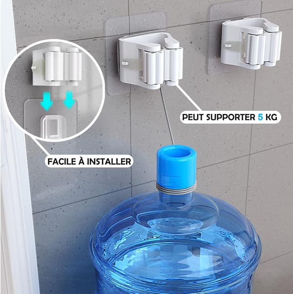 Wall Mounted Mop Holder, Wall Mounted Broom Hook, Wall Mounted Broom Storage, Drill-Free Wall Mounted Mop Holder, Suitable for Kitchen