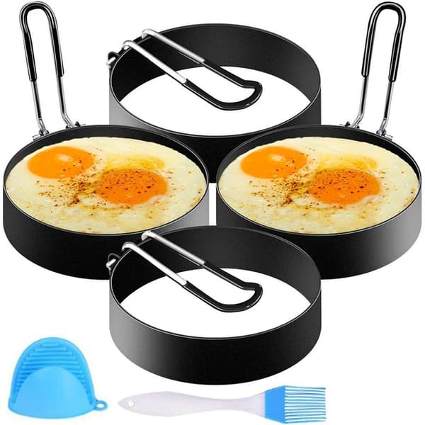 SYOSIN 4-pakks stekte eggformer, pannekakeform, non-stick pannekaker i rustfritt stål