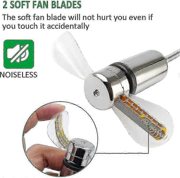 Mini Foldable USB Gooseneck Fan with LED Clock, Quiet Operation for Home and Office Desk