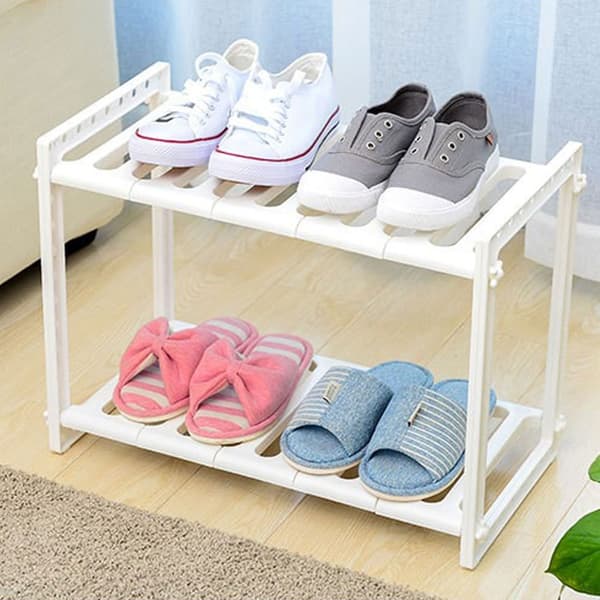 2-Layer White Stainless Steel Sink Rack, Adjustable Under Sink Storage Racks for Kitchen