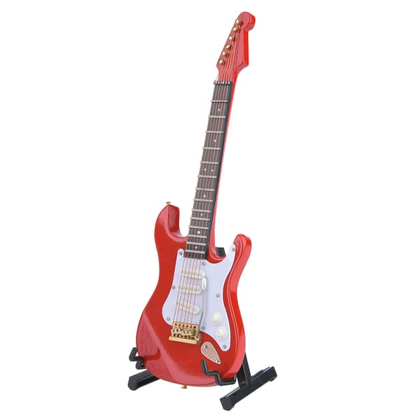 Delikat 18 cm Mini Elektrisk Guitar Model Ornament Samling med Stativ (Rød)