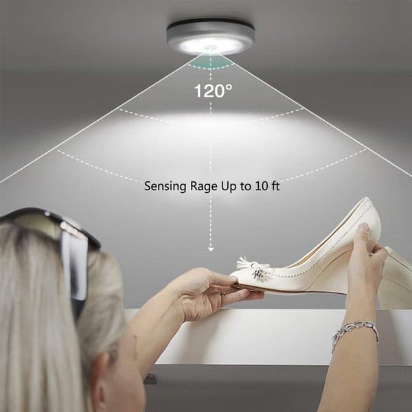 6 stk. LED-bevægelsessensorlamper PIR-C natlys batteriskab trappelampe