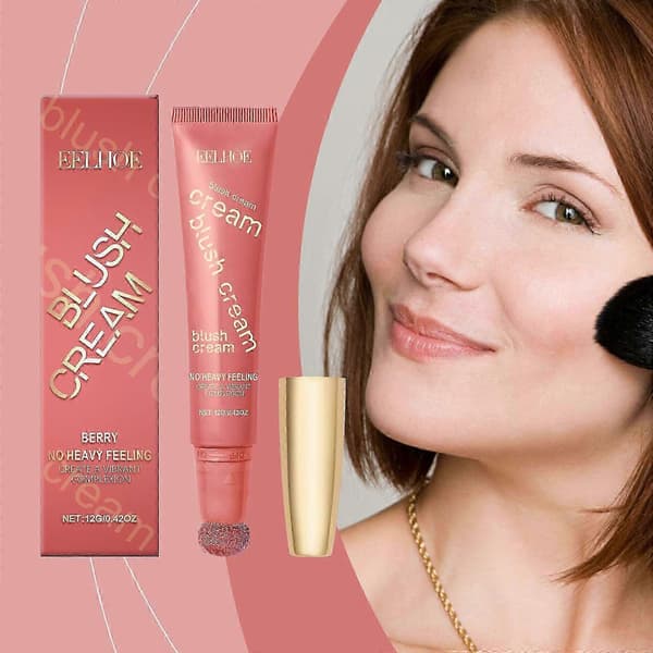 Light Shimmer Berry Blush Cream for Natural Rosy Glow, Easy Application