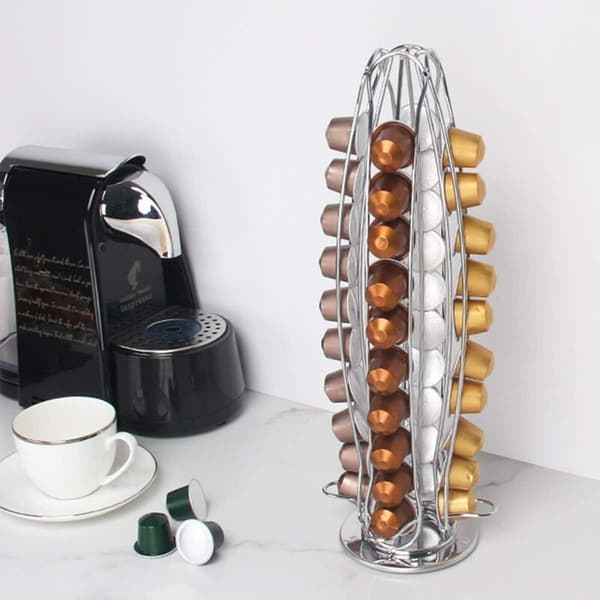 Coffee Capsule Holder, Coffee Pod Storage Box for 40 Capsules, 360 Degree Rotatable Holder for Coffee Machines