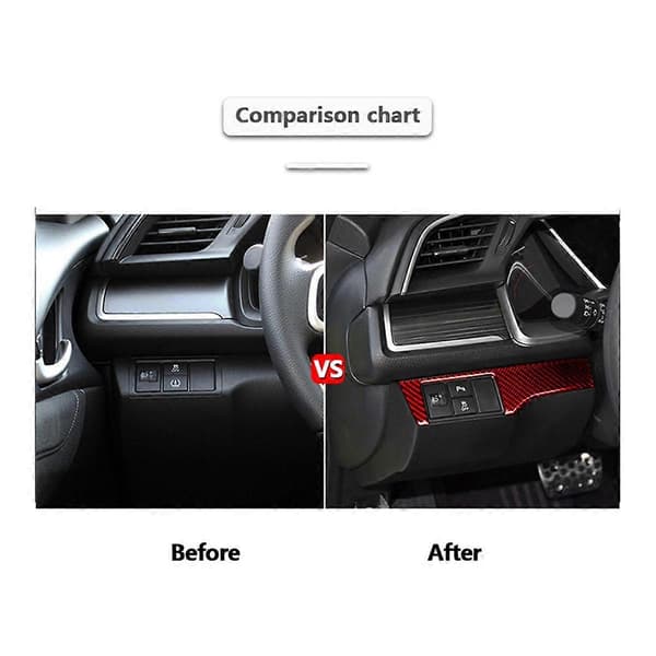 ABS Red Carbon Fiber Headlight Switch Cover Decor Sticker for 10th Gen 2016 2017 2018 2019 (LHD)