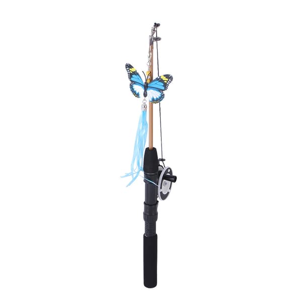 Two Retractable Fishing Rod Cat Wands Feather Replacement Head Approx