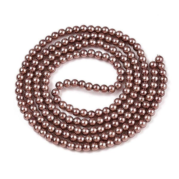 Back-Painted Pearlescent Glass Beads, Round Strands, Sienna 4~5mm Hole: 1mm 200~210pcs/strand 31.4 inch