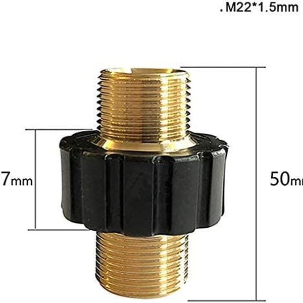 Hose Quick Connector M22 x 1.5 Double Plug Pressure Washer Adapter (14mm