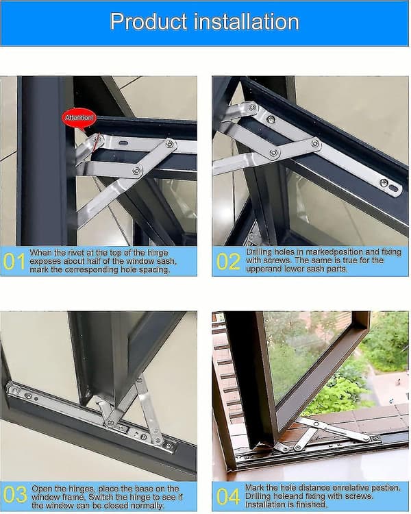 Window Hinge, Window Hinge for Window Shutters, Window Stay, Window Lock, Window Mount, Friction Hinge, Stainless Steel, Sus304, 30.5 cm (1 Pair)