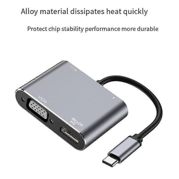 Type-c 4-i-1 Dockingstation Multifunktionel Hub Usb C Til -kompatibel/vga/usb 3.0/pd Opladning Til Switch-konverter