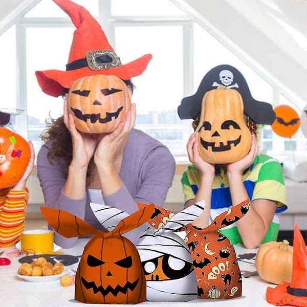Græskartreatpose Halloween Kaninpose Slikgavepose Efterårstema Festfavorit Slikpose (Natbedst)
