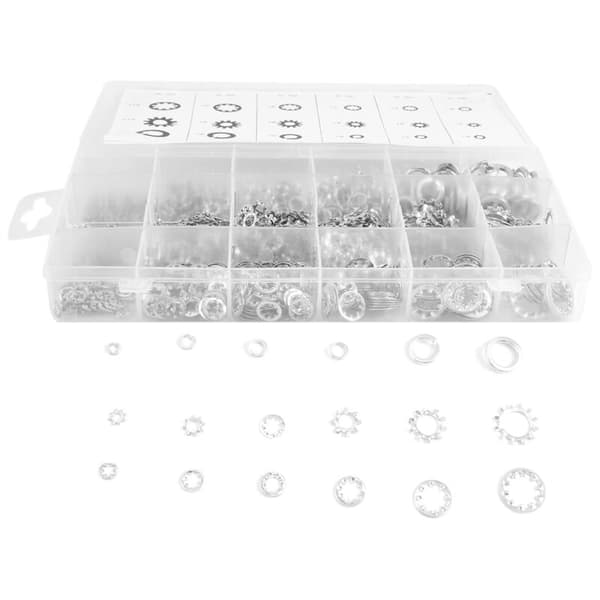 720 pcs Metallic Internal Tooth Starlock Washers Assortment Kit [6 Sizes] - Size Included: M3 M5 M6 M8 M10