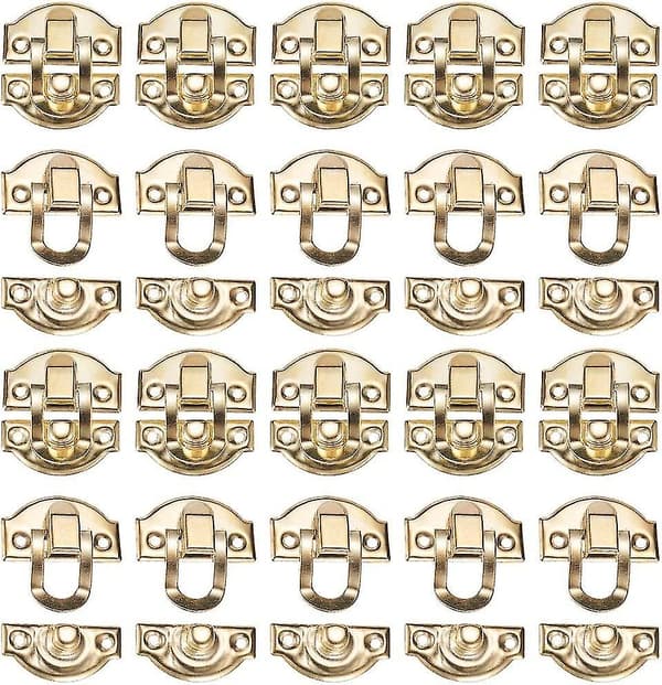 20-pack smyckeskrinlås, trälås, 29 mm x 26 mm, guld