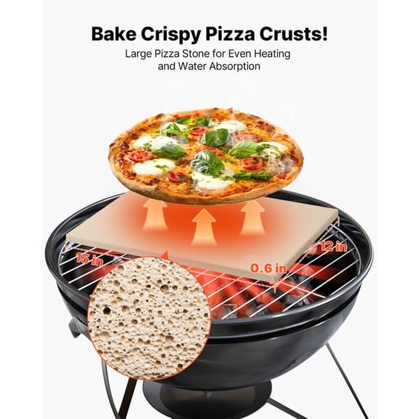 Rectangular Cordierite Pizza Stone 38 x 30 cm-Duoku-with PP Scraper-Heat Resistant-1.5 cm Thickness