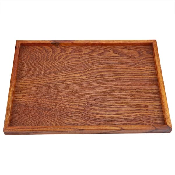 Rectangular Wooden Tray Serving Tray Plate Snack Food Storage Dish for Hotel Home (35*24cm)
