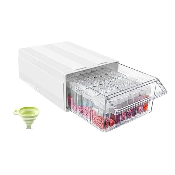 Removable Storage Box 1 Layer Storage Container for Diamond Painting Accessories Crystal Beads Organizer, 35 Square Compartments
