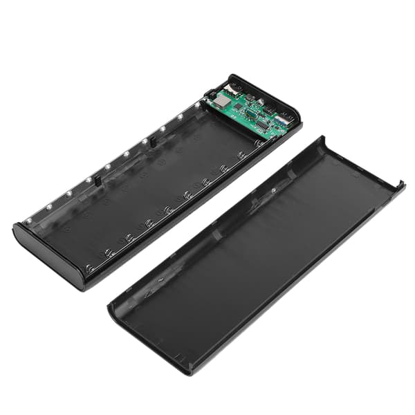 10x18650 Battery Box Portable Power Source No Welding Socket DIY Power Bank Shell Kit Accessories Black