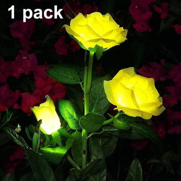 Roseblomst Solcellelamper for Utendørs, Hagestier, Dekor, Solcelleblomster, Hagepinner