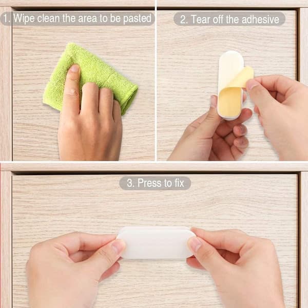 Self-adhesive sliding door handle, 2 pieces white, no drilling, for cabinet and drawer