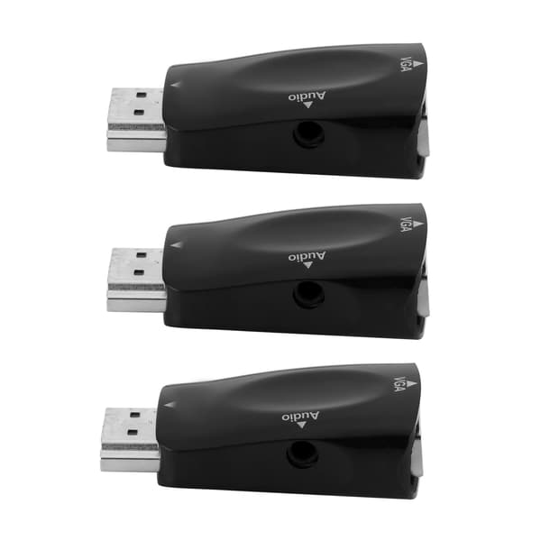3 sæt HDMI han til VGA hun konverter 1080P videoadapter med lydudgangskabel