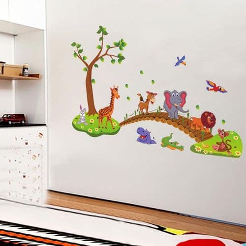 Wall Decals for Children's Room, Wall Decals Forest/Animals/Bridge/Trees/Elephant