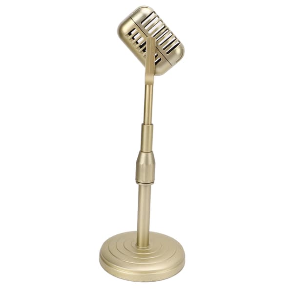 Simulation Old-fashioned Microphone Model with Stable Base and Support Rod Retro Style Mic Prop Set for Photography Gold