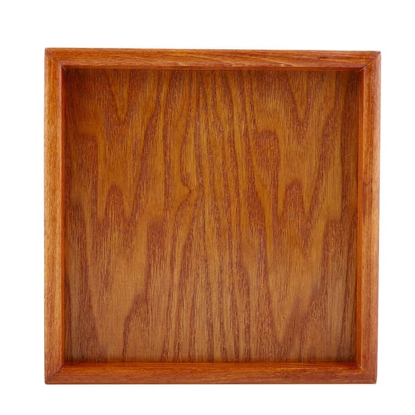 Square Solid Wood Tea Tray Coffee Sushi Snack Serving Plate for Cafe Restaurant (20*20cm)