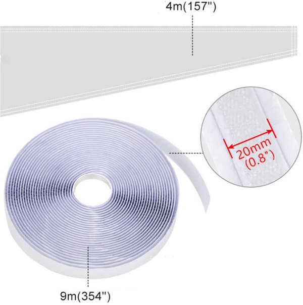 Fönstertätning - 400 cm - Vit - Kardborre - För portabel luftkonditionering - Polyester
