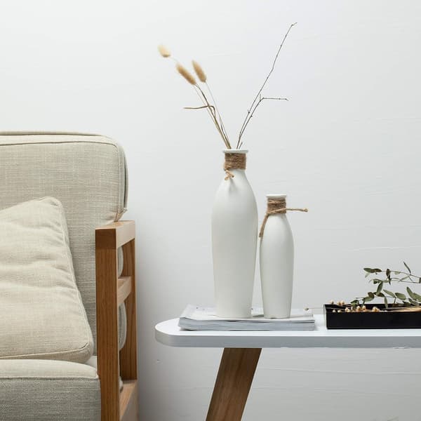Keramisk vase i 2-pak - moderne indretning i hvid