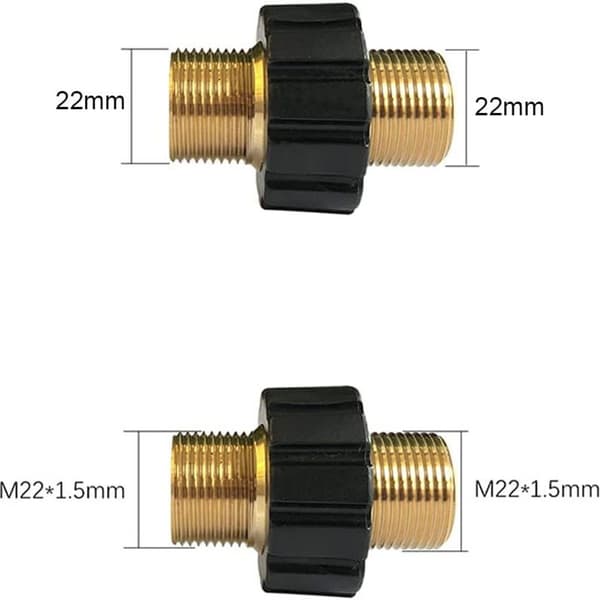 Hose Quick Connector M22 x 1.5 Double Plug Pressure Washer Adapter (14mm