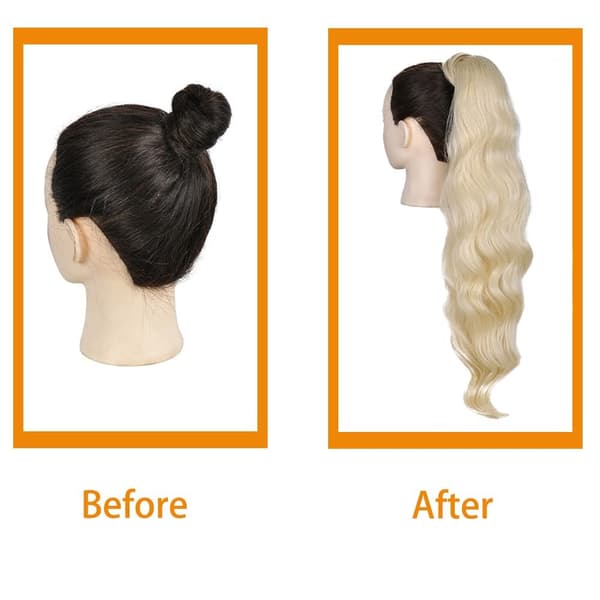 Ponytail Hairpiece, Drawstring Braid, Long Wavy Blonde Hair Extensions, Natural Wig, Afro Curls