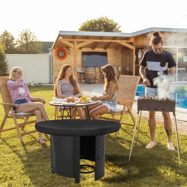 100 cm Eldstadsskydd, 420D Rund Eldstadsskydd, Vattentätt, Anti-UV, för Runt Utomhusbord, Eldstad och Grill