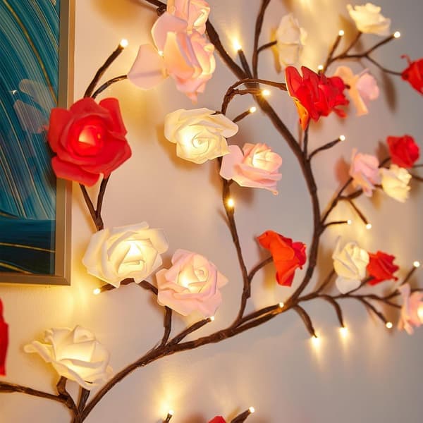 Rose LED Tree Branch Lighting 72 LED 8 Modes Remote Control 157cm Wall Decor String Light [Ho]